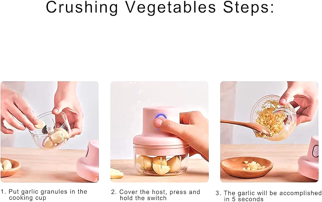 “Electric Mini Vegetable Chopper – USB Rechargeable | 250ml | Fast Kitchen Cutter”