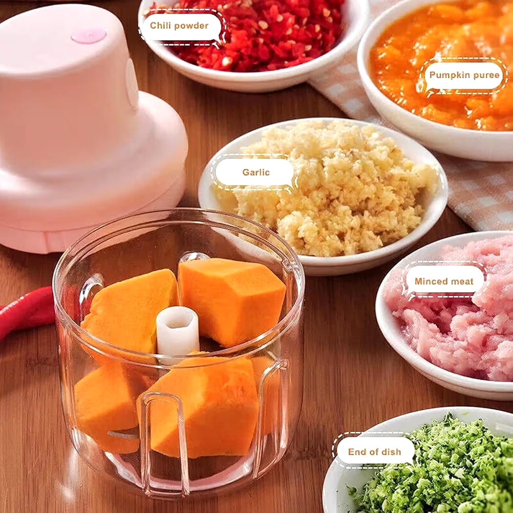 “Electric Mini Vegetable Chopper – USB Rechargeable | 250ml | Fast Kitchen Cutter”